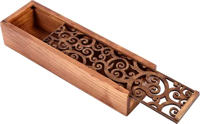 Imagen del producto de Estuche de lápices de madera, caja para escritorio, organizador de material de oficina y escolar (modelo #1, diseño "Swirl Grass")