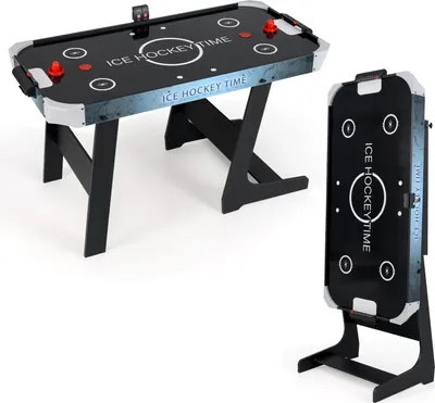 Produktbild von COSTWAY Airhockey Tisch klappbar, Air Hockey Spieltisch elektrisch mit LED-Anzeige, 12V-Motor, 2 Pucks&2 Schiebern, Lufthockey Tisch, 144x68x79 cm