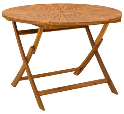 Immagine prodotto di vidaXL Tavolo da giardino pieghevole in legno massello di acacia, finitura naturale, Ø 110 x 75 cm
