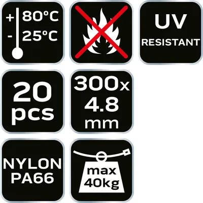 Produktbild von EXTREME Kabelbinder 4,8 × 300 mm, schwarz, 20 Stk.