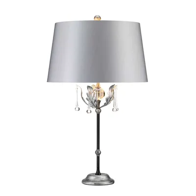Zdjęcie produktu dla Lampa stołowa z abażurem Amarilli srebrno-czarna 1xE27x60W tkanina wym:72x43x19cm IP20 Elstead