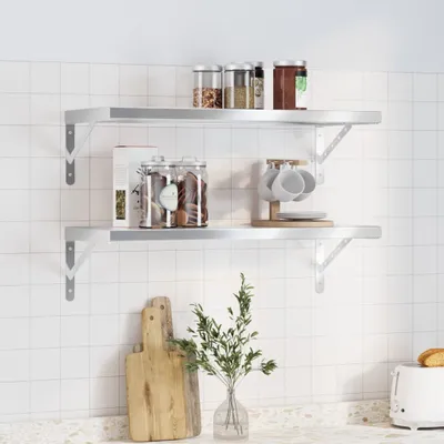 Zdjęcie produktu dla Maison Exclusive – półki ścienne, 2 szt., 75 x 30 cm, srebrna stal nierdzewna