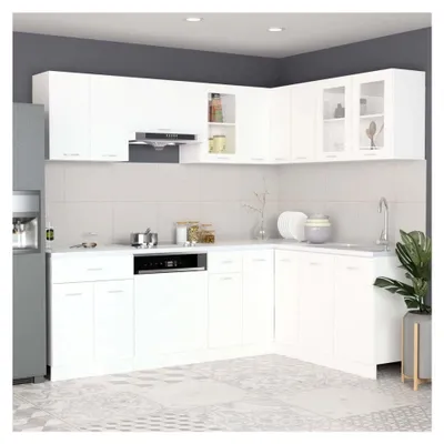 Produktbild von 11-teiliges Küchenschrank-Set, weiß, Holzwerkstoff