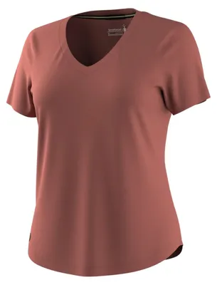 Productafbeelding van SMARTWOOL Active Ultralite dames outdoor merino wollen T-shirt met V-hals, bruin, maat S