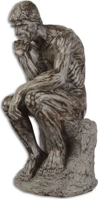 Image de Casa Padrino Polyresin Sculpture décorative du penseur Gris 18 x 22,2 x H. 39,9 cm - Figurine décorative