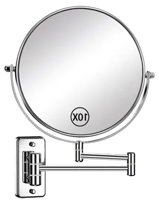 Produktbild von Schminkspiegel Wandmontage 8 Zoll 1X/10X Kosmetikspiegel mit Vergrößerung 360° Schwenkbar Rasierspiegel Wandmontage Chrom - Ideal für Badezimmer Schlafzimmer Hotelzimmer und Umkleideräume