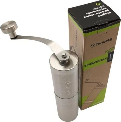 Produktbild von Famanu Kaffeemühle manuell - Kegelmahlwerk - Edelstahl - schwarze Kaffeemühle