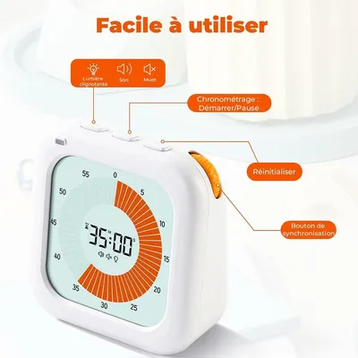 Timer - Visuelle Timer - Eieruhr - Einstellbare Lautstärke - LCD-Bildschirm - Lehrmittel für Zeitmanagement für Schulen und