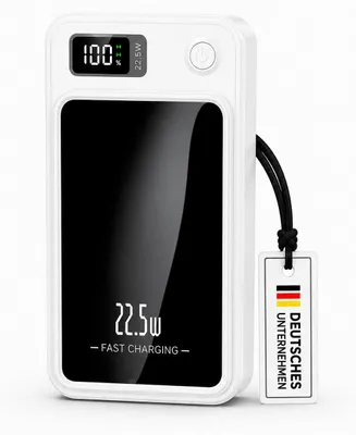 Produktbild von Magnetische Powerbank 10000mAh Mini PD 22.5W Schnellladen mit LED Display Wireless Power Bank – Weiß / 10.000 mAh