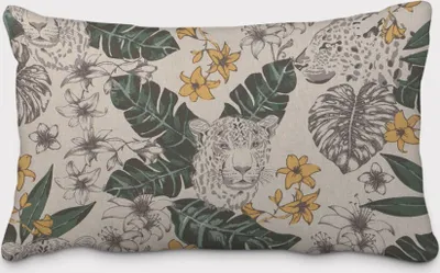 Produktbild von SCHÖNER LEBEN. Kissenhülle Blätter Leopard Dschungel natur grün gel Größe 40x60cm (HxB) 40x60cm (HxB) Größe