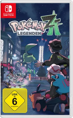 The cover art for the Nintendo Switch game 'Pokémon Legends: Z-A' features characters and Pokémon in a city setting at night.