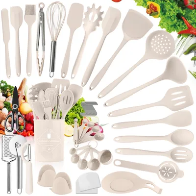 Image de Solidchoice - Ensemble de 56 ustensiles de cuisine en silicone avec poignées