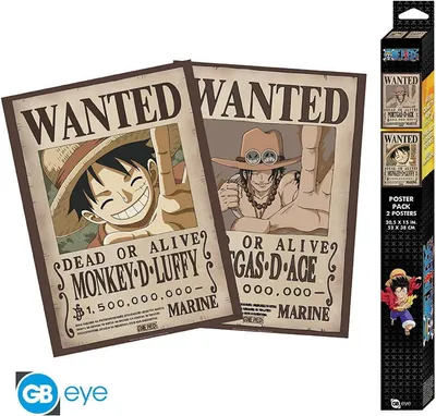 Produktbild von One Piece Set 2 Posters Chibi 52X38 Wanted Luffy & Ace