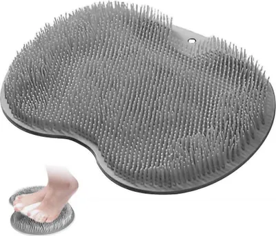 Image de Pad de massage pour les pieds avec ventouse et silicone pour la douche et le massage du bain, gris