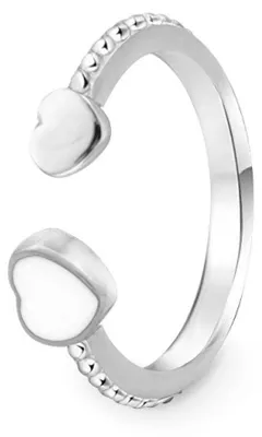 Image de Petite bague ouverte en argent avec cœurs AGG472