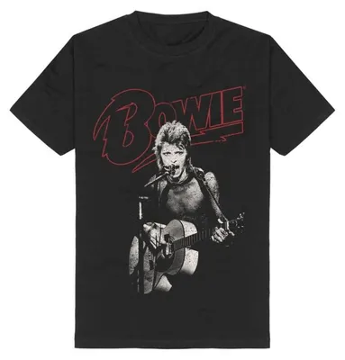 Produktbild von David Bowie T-Shirt Herren Ziggy Guitar schwarz Band-Merch, Bands 100% Baumwolle M