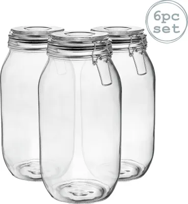 Produktbild von Vorratsgläser aus Glas – 2 Liter – schwarze Versiegelung – 6 Stück