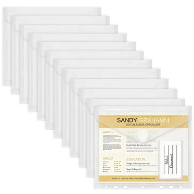 Obrázok produktu pre 12 kusov priehľadných obalov formátu A5, dokumentové vrecká, rozmer 22,5 x 18,5 cm, perforácia 7-krát, materiál PP, zapínanie na suchý zips