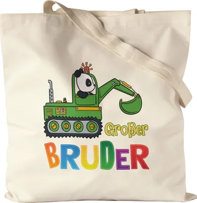 Produktbild von Großer Bruder Beutel Panda Bagger Motiv Geschenk Ankündigung Babynews Jutebeutel Stoffbeutel Canvas