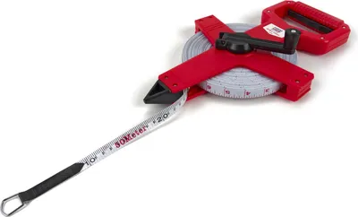 Immagine prodotto di Rotella metrica professionale con impugnatura, per rilievi topografici, con nastro in fibra di vetro 50 m x 13mm Hbm