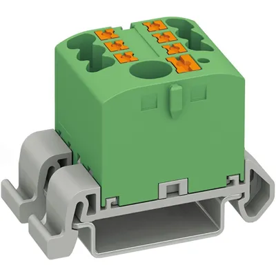 Produktbild von Verteilerblock Klemmen Verteilung Block Hutschiene für TH35 6/6x2,5 mit NS35A adapter Grün