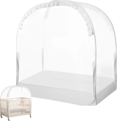 Productafbeelding van Kinderbedtent met ademende nethemel en veiligheidsnet