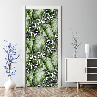 Produktbild von Dekorative Türaufkleber Aaufkleber selbstklebend Klebefolie Türtapete Tropische Blätter 85 x 200 cm