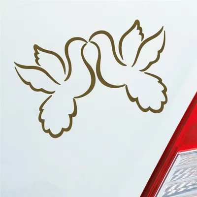 Produktbild von Auto Aufkleber Liebestauben Liebe Love Taube Hochzeit 12x9 cm Gold Sticker Heckscheibenaufkleber