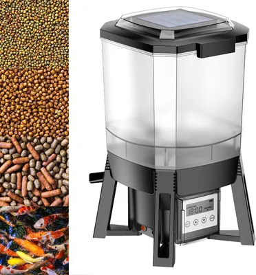 Produktbild von Wiltec CFF-206 solarbetriebener Fischfutter Automat, programmierbarer Futterspender mit 6 Liter Behälter für 1 bis 6 Fütterungen pro Tag