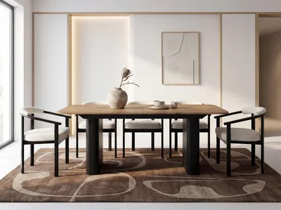 Produktbild von Ausziehbarer Rechteckiger Esstisch – XXL Modernes Design mit Schwarzem Metallgestell – für 8-12 Personen, 180 x 90 / 280 cm – Eiche Hell Braun