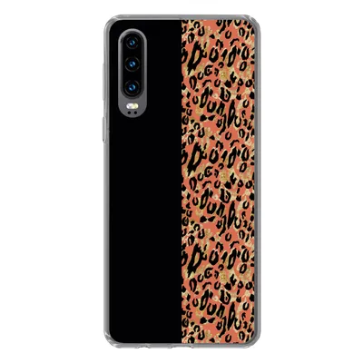 Produktbild von MuchoWow® Handyhülle Schutzhülle Hülle für Huawei P30 Pantherdruck - Gold - Schwarz Silikon Softcase Handy Hülle - Kartenbesitzer