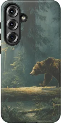 Produktbild von Braunbär auf umgestürztem Baumstamm im Wald – Hülle Kompatibel mit Galaxy S25 Plus