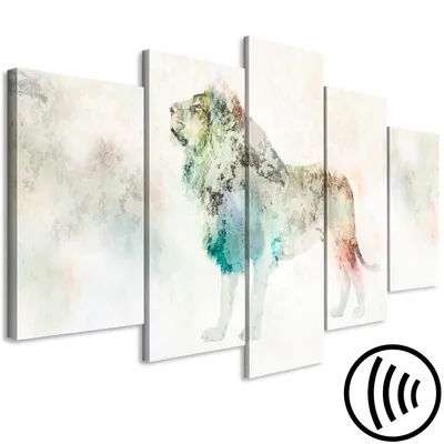 Immagine prodotto di Immagine acustica animale 200x100 cm immagini schiuma acustica ad alte prestazioni fonoassorbente isolamento acustico tela 5 pezzi parete murale acustica ambiente isolamento acustico leone astratto g-C-0262-b-m