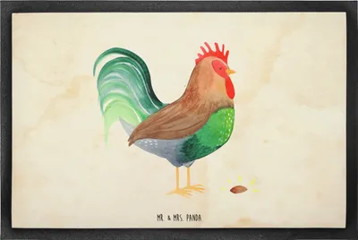 Produktbild von Mr. & Mrs. Panda Fussmatte Hahn Korn 60 x 90 cm - Vintage - Geschenk, Schmutzfangmatte, Eier, Henne, fußmatte, Bodenvorleger, Schmutzmatte, Natur, Bauernhof, Gummimatte