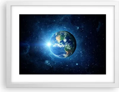 Produktbild von Gerahmtes Poster - Weißer Rahmen - Erde Universum Sterne Galaxie - 40x30 cm - Wand Bild - Wanddeko - Wandbilder - Wandposter - Bilderrahmen - Bilder - Kunstdruck - Wandbild - P2WAA40x30-2943