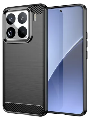 Produktbild von Für Xiaomi 15 Pro Schockfest Carbon Design Textur TPU Handy Tasche Cover Schwarz