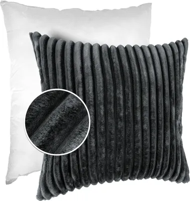 Produktbild von Dekokissen LILLI BIG CORD Velour mit Reißverschluss 60x60cm Einfarbig UNI Grau Sofakissen pflegeleicht