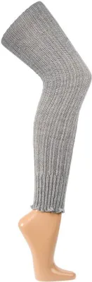 Produktbild von TippTexx 24 1 Paar Overknee Beinwärmer, Stulpen, mit Wolle (Schaf und Alpaka), Silber