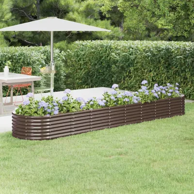 Obrázok produktu pre vidaXL Zvýšená posteľ Pozinkovaná oceľ 368x80x36 cm Hnedá