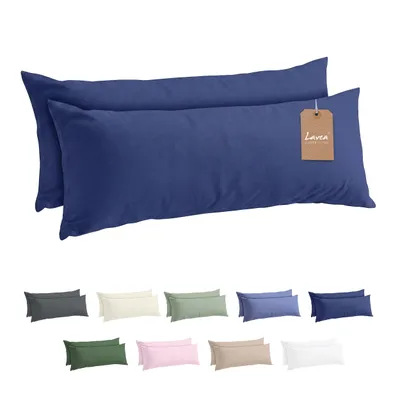 Zdjęcie produktu dla Zestaw 2 poszewek na poduszki Lavea® - 40x145 cm - granatowy
