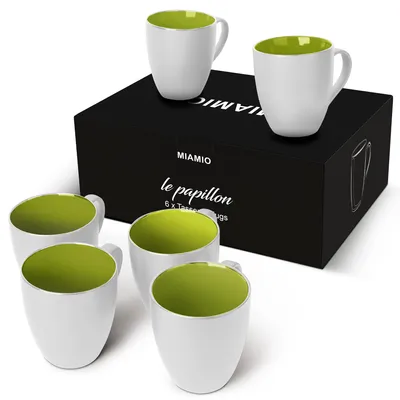 Image de Tasse à café - Lot de 6 - 350 ml - Blanc à intérieur coloré - Pour café et thé