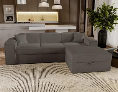 Image de Canapé d'angle avec fonction sommeil Santorini - Canapé 250 cm avec coffre de lit, Canapé d'angle en L, Canapé-lit Ensemble - droite - Marron & Poso 04
