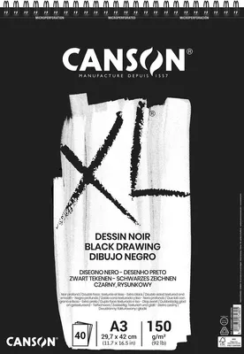 Produktbild von Canson - Zeichenblock XL 150g/m² ft A3, 40 Blatt, schwarz