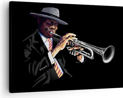 Produktbild von Bild auf Leinwand - Leinwandbild - Jazz Musik Musiker - 70x50cm - Wand Bild - Wanddeko - Wandbilder - Leinwanddruck - Bilder - Kunstdruck - Wanddekoration - Leinwand bilder - Wandkunst - AA70x50-3588