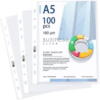 Immagine prodotto di Buste trasparenti in formato A5 in plastica PP da 160 µm, 100 pezzi, proteggono i documenti