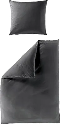 Produktbild von JACK Mako Satin Bettwäsche Einfarbig Uni Anthrazit Weiß Silber Taupe versch. Größen Edel seidiger Glanz, Farbe:Anthrazit, Größe:155x220cm Bettwäsche