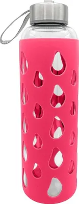 Produktbild von Trinkflasche Silikon pink 500ml Glas