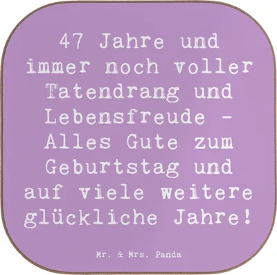 Produktbild von Mr. & Mrs. Panda Tassenuntersetzer Spruch 47. Geburtstag - Lavendeltraum - Geschenk, Tischuntersetzer, gläseruntersetzer, Alles Gute, Untersetzer für Gläser, Glas, Alter