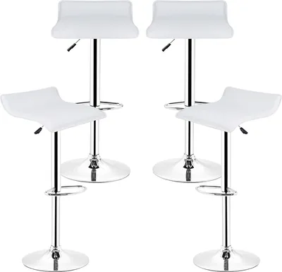 Produktbild von Barhocker 4er Set  höhenverstellbar mit Rückenlehne und Armlehne Weiß
