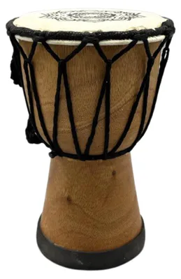Productafbeelding van Handgemaakte djembe-trommel met brede klankbodem - 15 cm